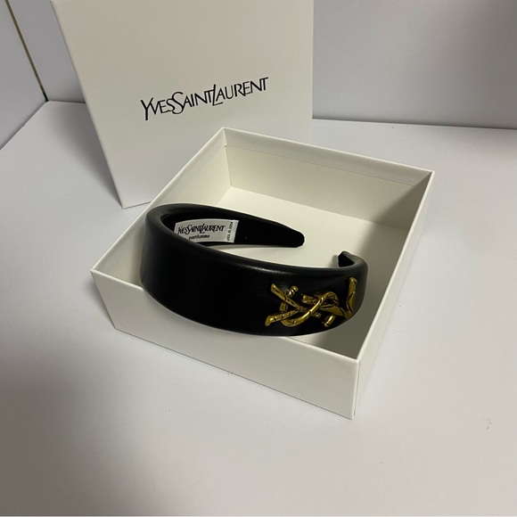 Yves Saint Laurent Black and Gold Headband - Picture 1 of 9